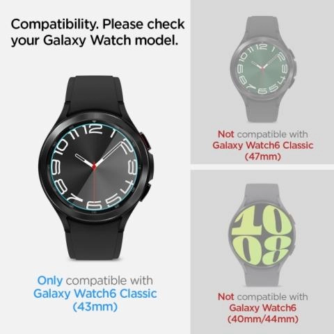 Spigen Glas.tR EZ Fit tempered glass for Samsung Galaxy Watch 6 Classic 43 mm 2 pcs