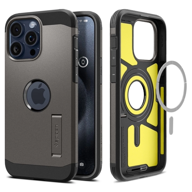 Чехол SPIGEN для iPhone 15 Pro Max - Tough Armor (MagFit) - Серый - ACS06593