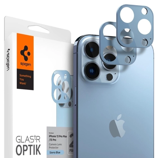 Защитное стекло для камеры SPIGEN для iPhone 13 Pro Max / 13 Pro - Optik Lens Protector V2 - Голубой - 2 шт - AGL04032