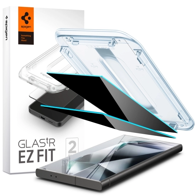 Защитное стекло SPIGEN для Galaxy S24 Ultra - Glass tR EZ Fit Privacy - Антишпион - 2 шт - AGL07625