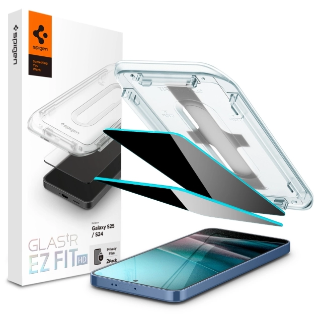 Защитное стекло SPIGEN для Galaxy S25 / S24 - Glas.tR EZ Fit HD Privacy - 2 шт - Антишпион - AGL09308