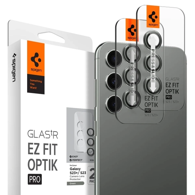 Защитное стекло для камеры SPIGEN для Galaxy S23 Plus / S23 - GLAS.tR EZ Fit Optik Pro - 2 шт - Зеленый - AGL06170