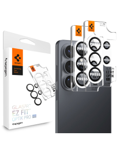 Защитное стекло на камеру Spigen для Galaxy S26 - GLAS.tR EZ Fit Optik Pro HD - 2 шт - Черный - AGL11099