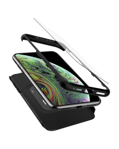 Чехол и защитное стекло Spigen для iPhone X / XS - Thin Fit 360 - Черный - 063CS24926