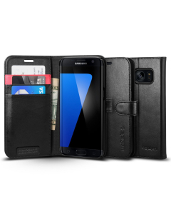Чехол-книжка Spigen для Galaxy S7 Edge - Wallet S - Черный - 556CS20050