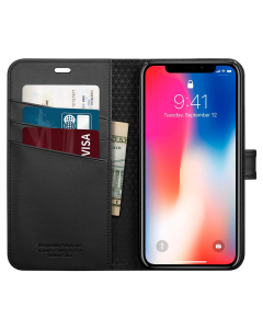 Чехол-книжка Spigen для iPhone X / XS - Wallet S - Черный - 057CS22176