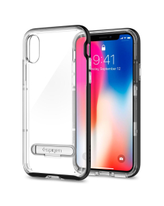 Чехол с подставкой Spigen для iPhone X / XS - Crystal Hybrid - Черный - 057CS22147