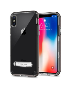 Чехол с подставкой Spigen для iPhone X / XS - Crystal Hybrid - Темно-серый - 057CS22144