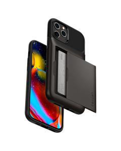 Чехол Spigen для iPhone 12 / iPhone 12 Pro - Slim Armor Wallet - Тёмно-серый - ACS01528