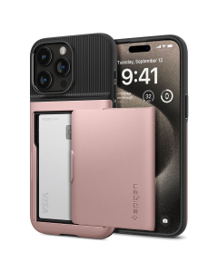 Чехол Spigen для iPhone 15 Pro Max - Slim Armor CS - Золотой/Розовый - ACS06590