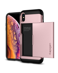 Чехол-визитница Spigen для iPhone X / XS - Slim Armor CS - Розовое золото - 063CS24923