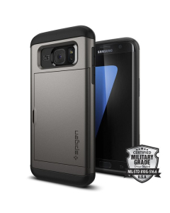 Чехол-визитница Spigen для Galaxy S7 Edge - Slim Armor CS - Темно-серый - 556CS20255