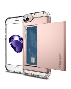 Чехол-визитница Spigen для iPhone SE (2022/2020)/8/7 - Crystal Wallet - Розовое Золото - 042CS20982