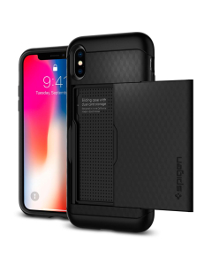 Чехол-визитница Spigen для iPhone X / XS - Crystal Wallet - Черный - 057CS22151