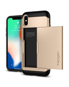 Чехол-визитница Spigen для iPhone X / XS - Crystal Wallet - Золотой - 057CS22153