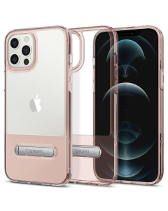 Чехол с подставкой Spigen для iPhone 12 Pro Max - Slim Armor Essential S - Прозрачный/Розовый - ACS01488