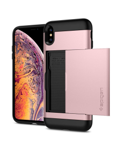 Чехол-визитница Spigen для iPhone XS Max - Slim Armor CS - Розовое золото - 065CS24843