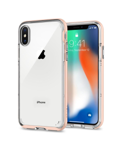 Прозрачный чехол Spigen для iPhone X / XS - Neo Hybrid Crystal - Красное золото - 057CS22173