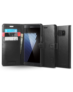 Кожаный чехол-книжка Spigen для Galaxy Note 7 - Wallet S - Черный - 562CS20571