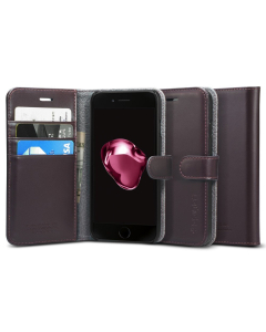 Кожаный чехол-книжка Spigen для iPhone SE (2022/2020)/8/7 - Valentinus - Коричневый - 042CS20980