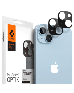 Защитное стекло для камеры Spigen для iPhone 14 / 14 Plus - Optik Lens Protector - Черный - 2 шт - AGL05274