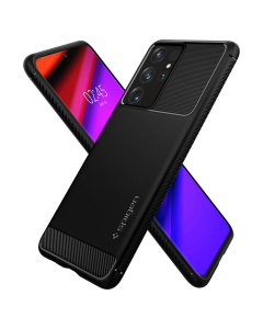 Прочный чехол Spigen для Galaxy S21 Ultra - Rugged Armor - Черный матовый - ACS02349