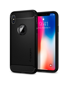Прочный чехол Spigen для iPhone X / XS - Rugged Armor - Черный - 057CS22125