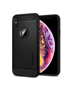 Прочный чехол Spigen для iPhone XS / X - Rugged Armor - Матово-черный - 063CS25113