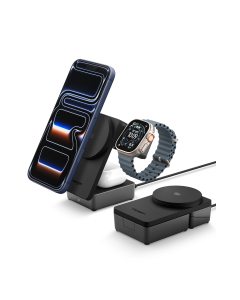 Док-станция с беспроводной зарядкой Spigen - Essential (MagSafe) 3-in-1 Wireless Charger (EF323MQ) - Черный - ACH10398