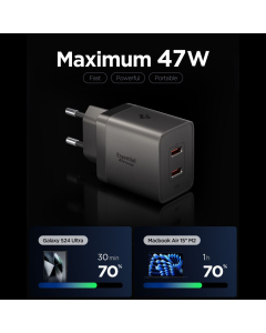 Сетевое зарядное устройство Spigen - Essential 47W Wall Charger EE472EU - Темно-серый - ACH10450