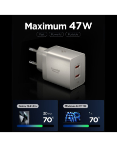 Сетевое зарядное устройство Spigen - Essential 47W Wall Charger EE472EU - Титановый - ACH10451