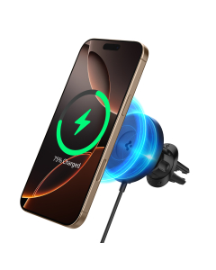 Автомобильный держатель с беспроводной зарядкой Spigen для смартфона - OneTap Pro 4 MagSafe Wireless Air Vent - Черный - ACP08542