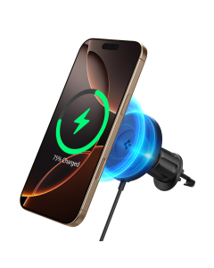 Автомобильный держатель с беспроводной зарядкой Spigen для смартфона - OneTap Pro 4 MagSafe Wireless AirVent Hook - Черный - ACP08543