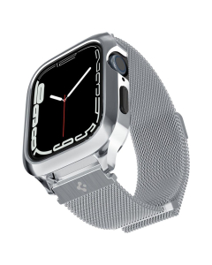 Чехол с ремешком Spigen для Apple Watch (45/44 mm) - Metal Fit Pro - Серебристый - ACS04584