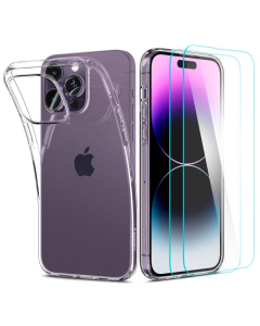 Чехол и защитное стекло Spigen для iPhone 14 Pro Max - Crystal Pack - Прозрачный - 2 шт - ACS04849