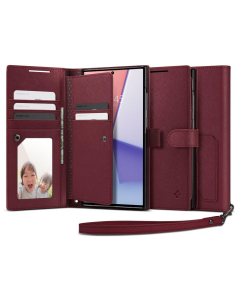 Чехол-книжка Spigen для Galaxy S23 Ultra - Wallet S - Бордовый - ACS05630