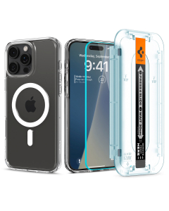 Чехол и защитное стекло Spigen для iPhone 16 Pro Max - Ultra Hybrid MagSafe and Glas.tR EZ Fit - Белый - ACS08141