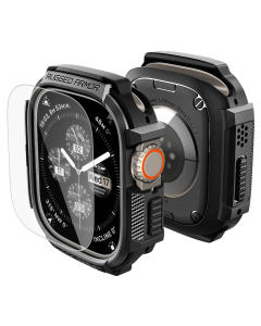 Чехол со стеклом Spigen для Apple Watch Ultra 4/3/2/1 (49 mm) - Rugged Armor - Черный - ACS11414