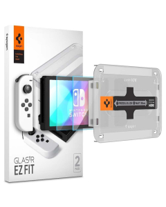 Защитное стекло Spigen для Nintendo Switch OLED - EZ FIT GLAS.tR - 2 шт - Прозрачный - AGL03829