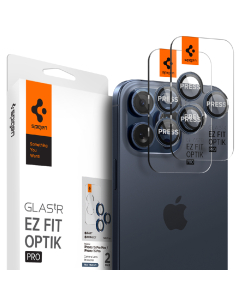Защитное стекло для камеры Spigen для iPhone 15 Pro / 15 Pro Max / 14 Pro / 14 Pro Max - Glas.tR EZ Fit Optik Pro - Синий - 2 шт - AGL07164