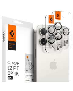 Защитное стекло для камеры Spigen для iPhone 15 Pro / 15 Pro Max / 14 Pro / 14 Pro Max - Glas.tR EZ Fit Optik Pro - Белый - 2 шт - AGL07165