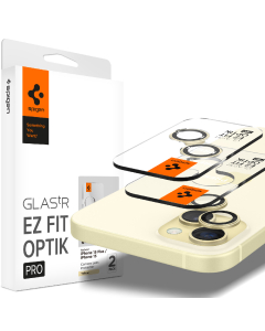 Защитное стекло для камеры Spigen для iPhone 15/15 Plus/14/14 Plus - Glas.tR EZ Fit Optik Pro - Желтый - 2 шт - AGL07168