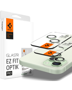 Защитное стекло для камеры Spigen для iPhone 15/15 Plus/14/14 Plus - Glas.tR EZ Fit Optik Pro - Зеленый - 2 шт - AGL07169