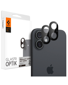 Защитное стекло для камеры Spigen для iPhone 16/16 Plus - Glas.tR Optik - 2 шт - Черный - AGL07922