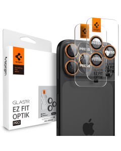 Защитное стекло для камеры Spigen для iPhone 17 Pro Max / 17 Pro / 16 Pro Max / 16 Pro - Glas.tR EZ Fit Optik Pro - 2 шт - Оранжевый - AGL10123