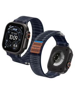 Ремешок Spigen для Apple Watch (49/46/45/44 mm) - Fabric Band (hook-and-loop) - Синий - AMP10143