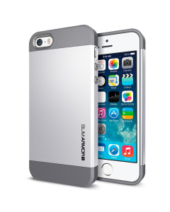 Супертонкий чехол Spigen для iPhone SE / 5s / 5 - Slim Armor S - Серебристый - SGP10476