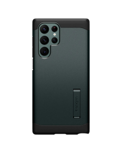 Ударопрочный чехол Spigen для Galaxy S22 Ultra - Tough Armor - Темно-зеленый - ACS04519