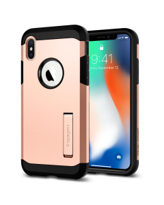 Ударопрочный чехол Spigen для iPhone X / XS - Tough Armor - Красное золото - 057CS22162