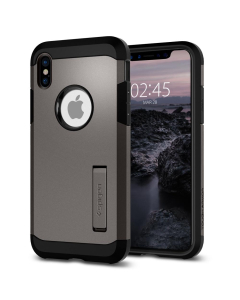 Ударопрочный чехол Spigen для iPhone X / XS - Tough Armor - Темно-серый - 057CS22161